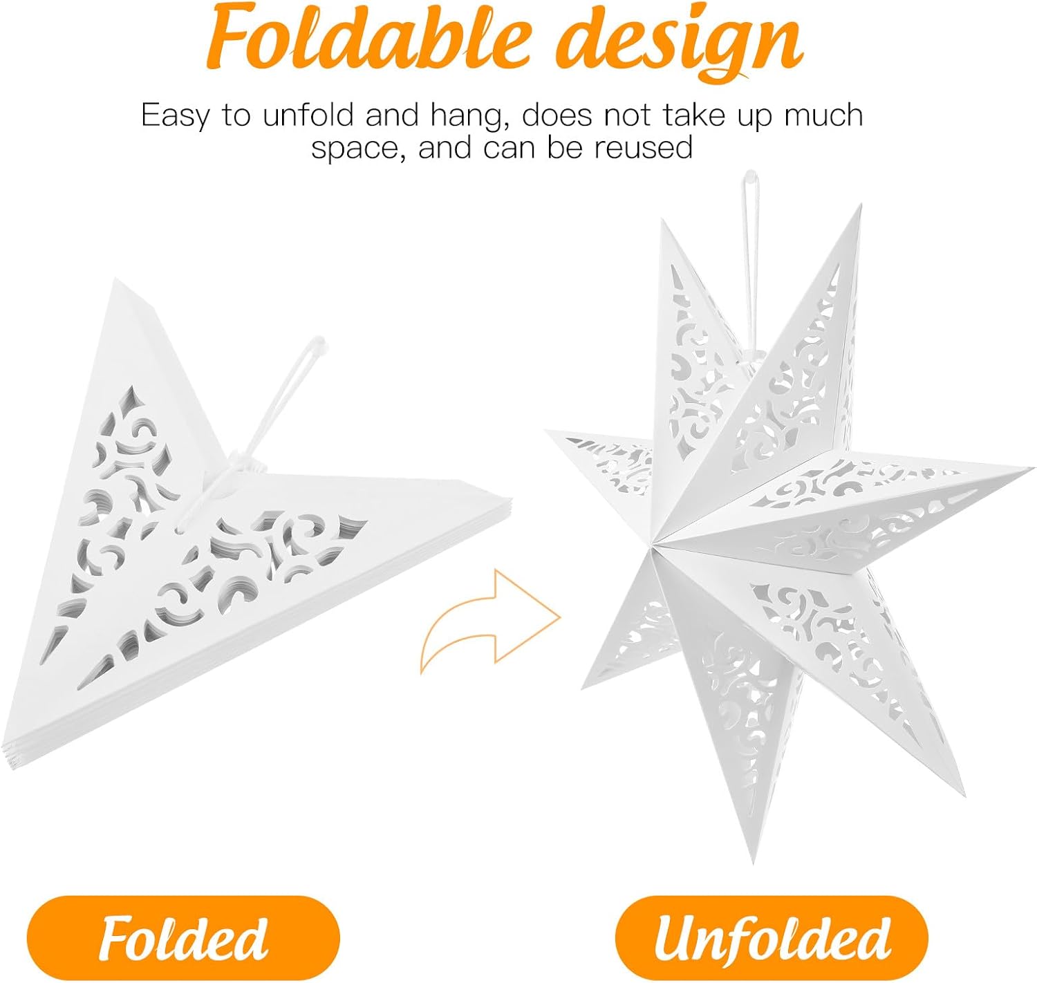 TOYANDONA 1pcs Paper Star Lantern - 17. 7 Inch Hanging Christmas Lampshade 7 Pointed Paper Star Hanging Decoration for Christmas New Year Party Birthday
