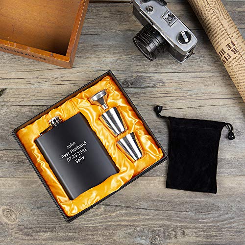 image for kaululu Personalized Flask for Liquor and Funnel - 4 Oz Leak Proof 18/