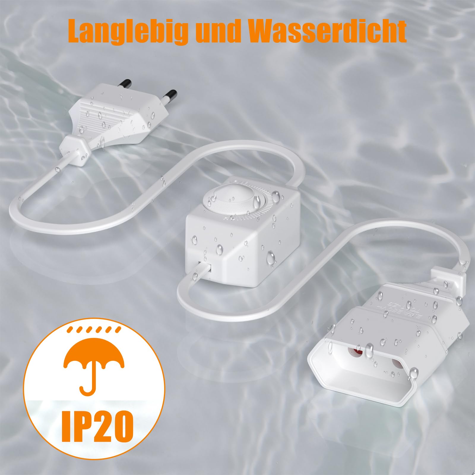 DAWRIS Led-dimmer met schakelaar, 2 meter kabel, dimmer voor ledlampen 220-250 V/100 W Max, EURO stekker, verlengkabel, draaisdimmer, geruisloze dimschakelaar voor dimbare led, zwart