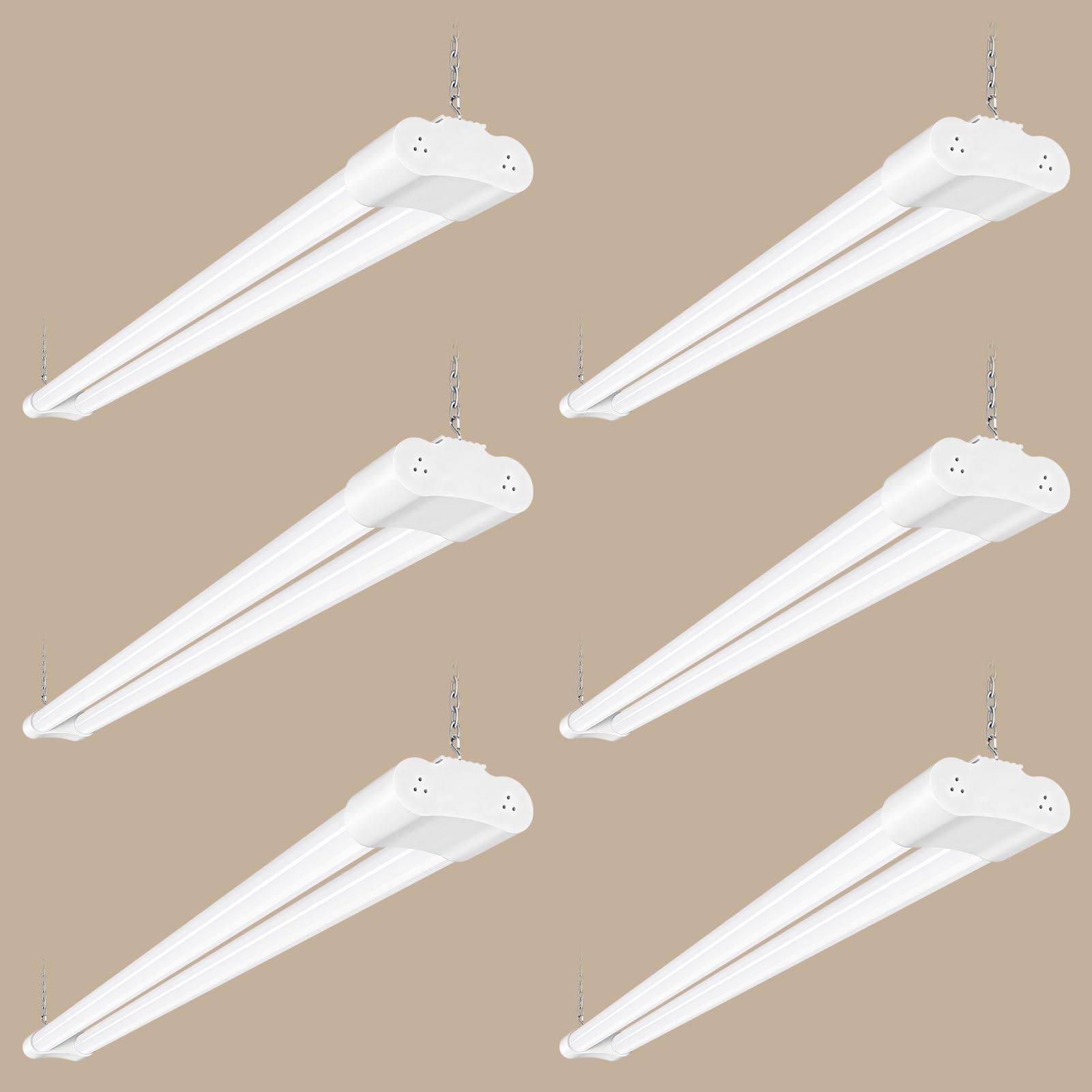 uifame 4FT LED Batten Light, 42W, 5000LM, 5000K Double Tube Lights, 6 Pack