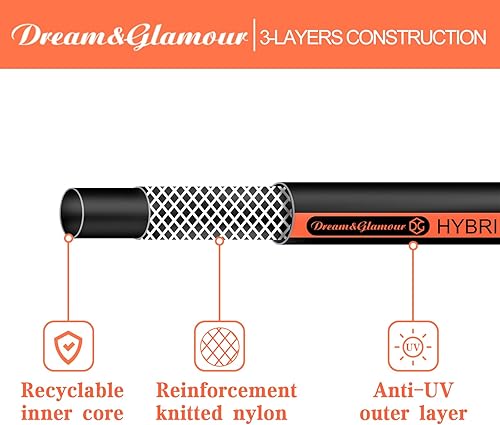 Miniatura 4 de Manguera de jardín flexible de 25 pies, manguera de agua híbrida mejorada, duradera de 58 pulgadas, sin torceduras, manguera de lavado de automóvil