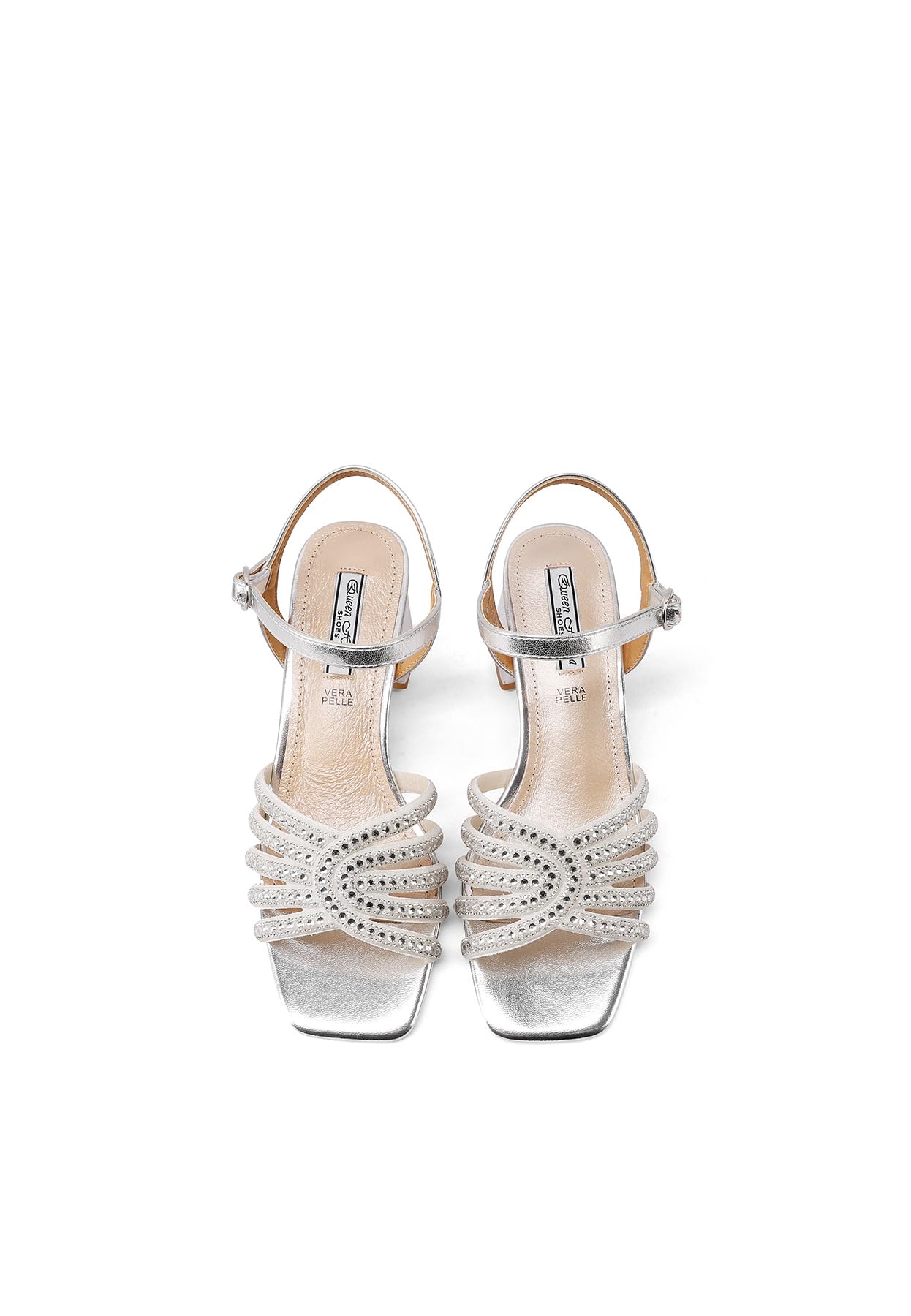 QUEEN HELENA Sandali Eleganti con Strass con Tacco Basso Donna ZM9962