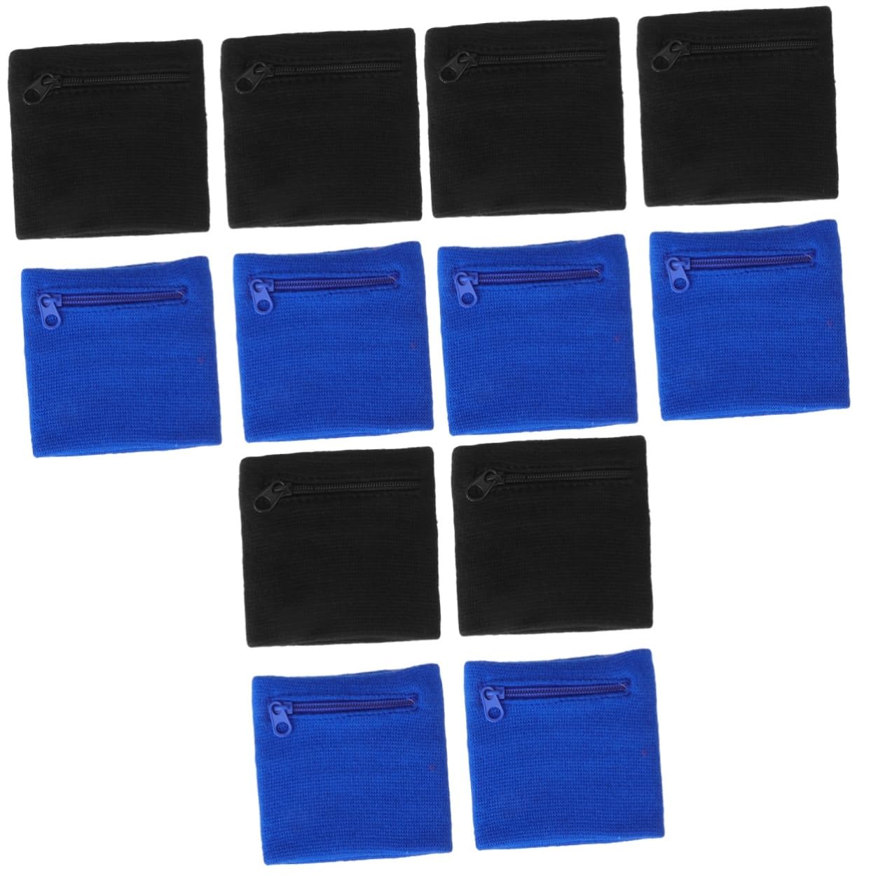 BESPORTBLE 12piezas Muñequera Deportiva Bolsillo Cremallera Pack De Negros y Banda Transpirable y Elástica para Correr Caminar y Senderismo