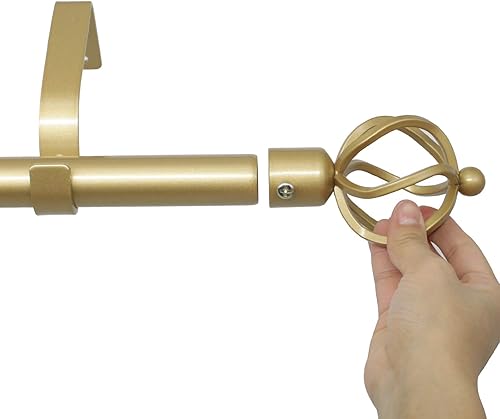 Miniatura 6 de Knobelite Paquete de 4 barras de cortina de tratamiento de ventana individual de 34 pulgadas de diámetro, remates de jaula giratoria, barras de