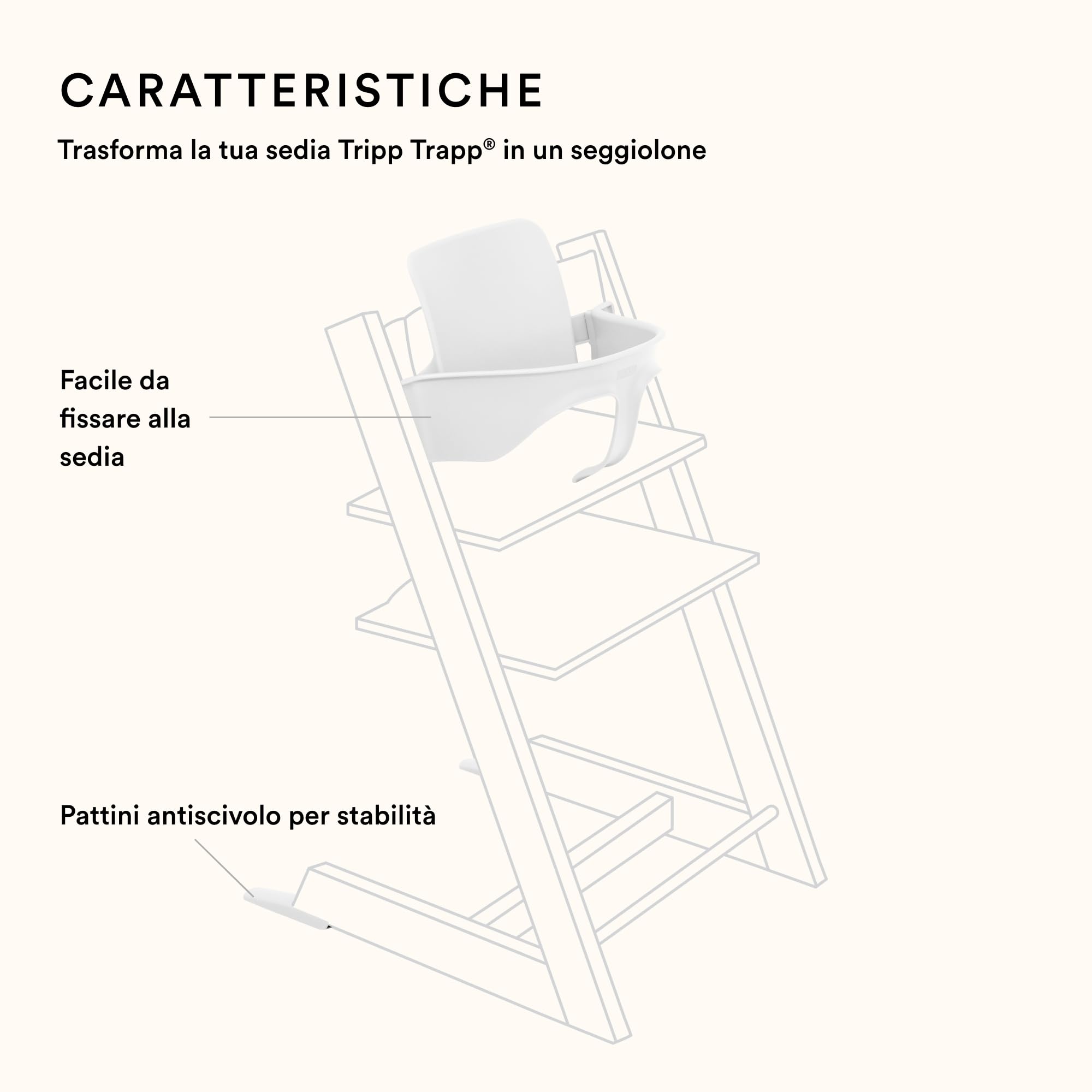 Tripp Trapp Baby Set di Stokke, Bianco - Trasforma la Sedia in un Seggiolone - Seduta per 6-36 mesi - Compatibile con i modelli Tripp Trapp prodotti dal maggio 2006