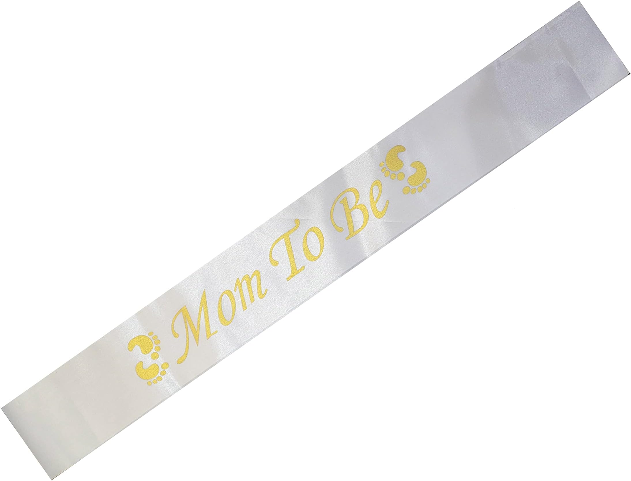 Goldedge Women's Mom To Be Baby Feet Print Wrap Around Party Prop for Baby Shower, 160 cm x 10 cm Size, Whiten