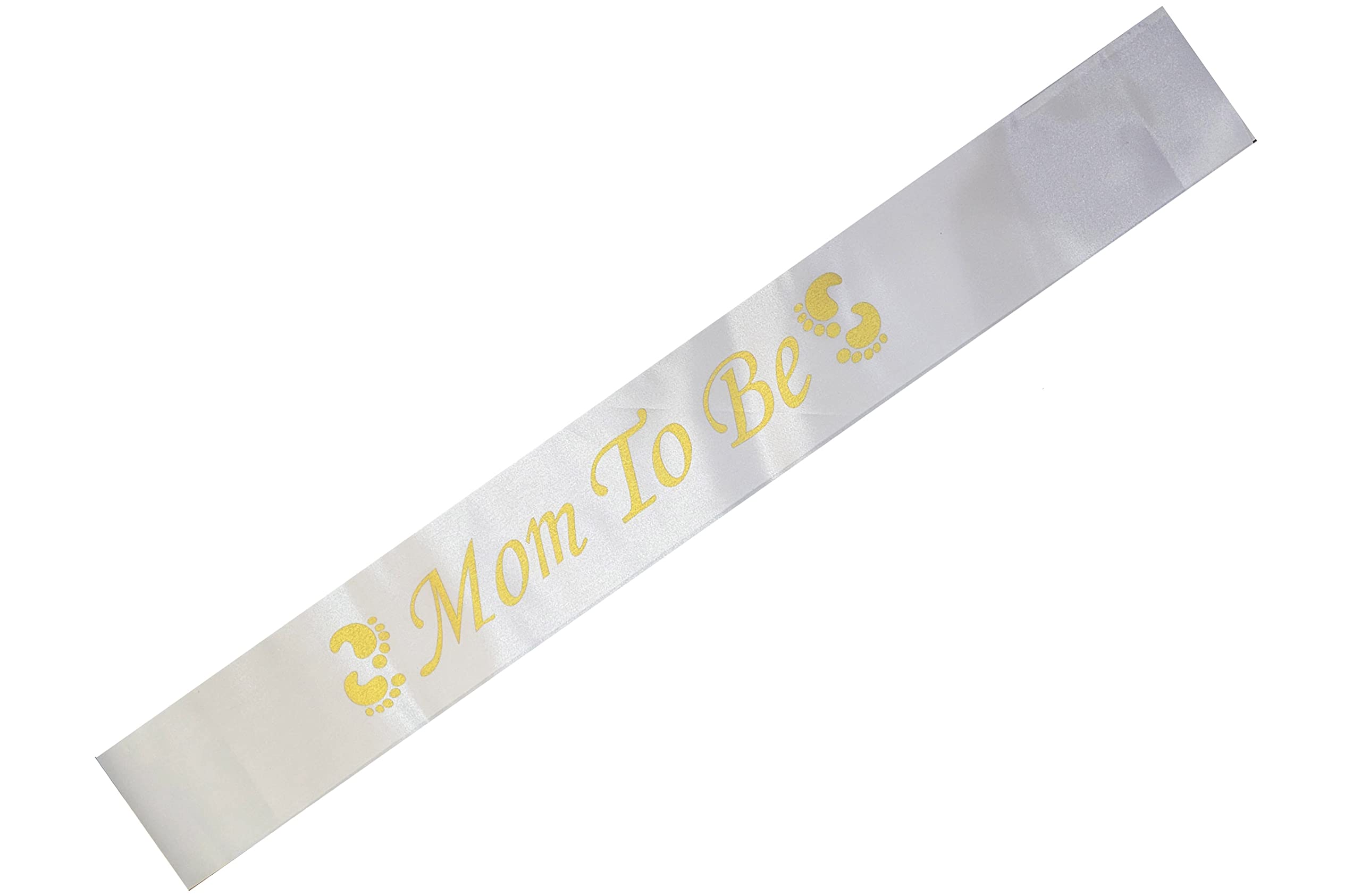 Goldedge Women's Mom To Be Baby Feet Print Wrap Around Party Prop for Baby Shower, 160 cm x 10 cm Size, Whiten