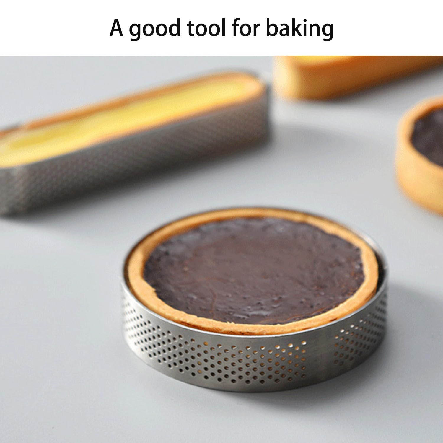 Pyuyan Taartringen Roestvrij Staal 10 Cm Geperforeerd Bakken Geperforeerde Taartring RVS 80mm H20mm - Alles Voor De Thuisbakker Bakvormen Set 8 Stuks