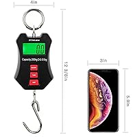 Vista 3 de Báscula digital para grúa de 440 libras y 440.9 lbs – Báscula compacta LCD para colgar de mano para garaje, granja, caza, pesca y más