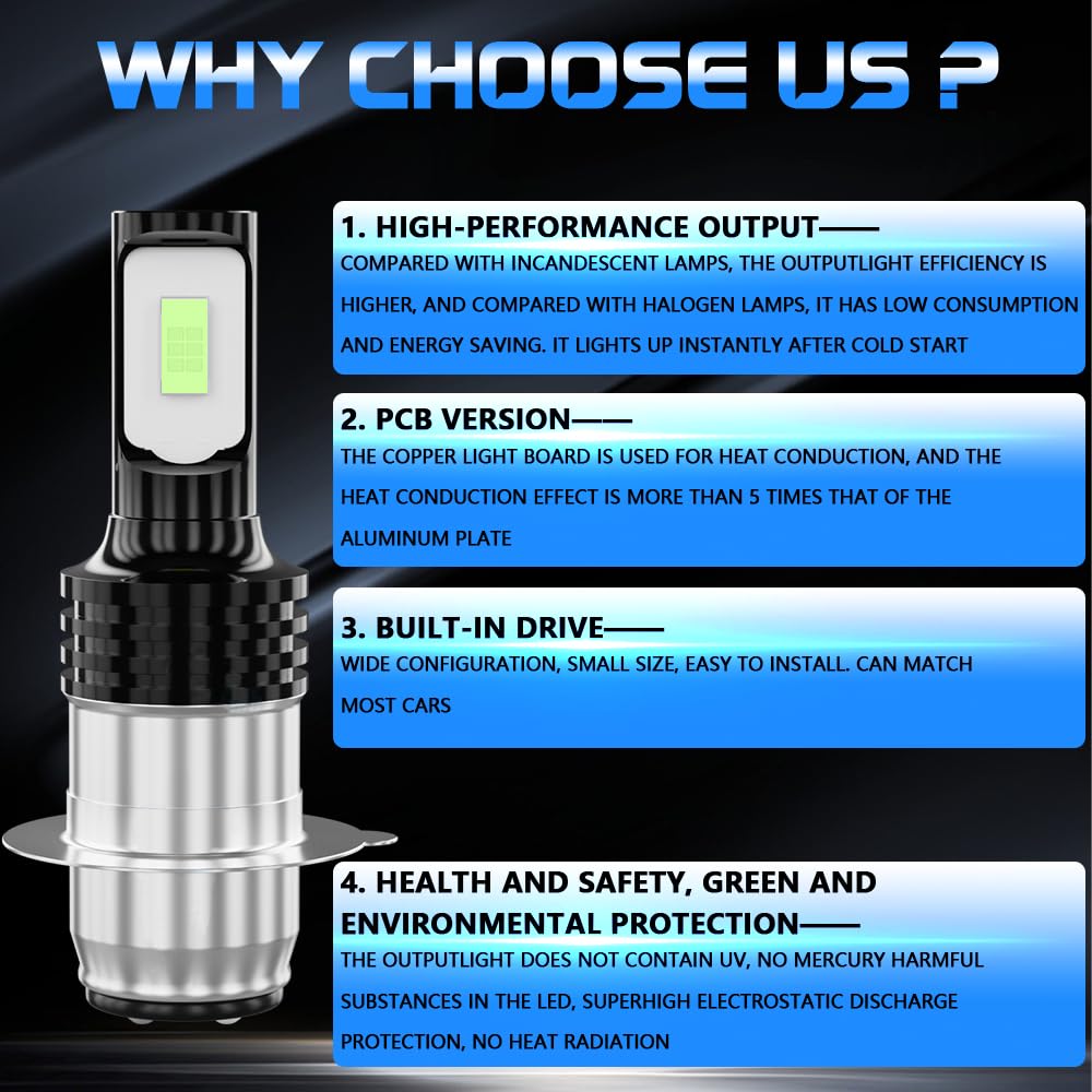 TJJTGBR For Yamaha Bruin 250 350 2005-2006 H6 Xenon HID Hyper LED Fog Bulbs Lights,P15D H6M LED bulbs Motorcycle Bulbs 8000K Ice Blue,2pcs