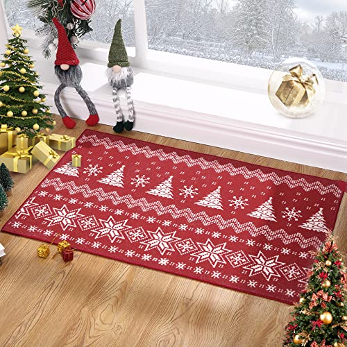 LuxFocus Dirt Trapper Christmas Door Mat for Indoor &Outdoor Barrera Puerta Mat, Heavy Duty Non-Slip Entrance Rug Shoes Scraper, Absorbent Front Door Mat Carpet 40 x 60 cm Cover