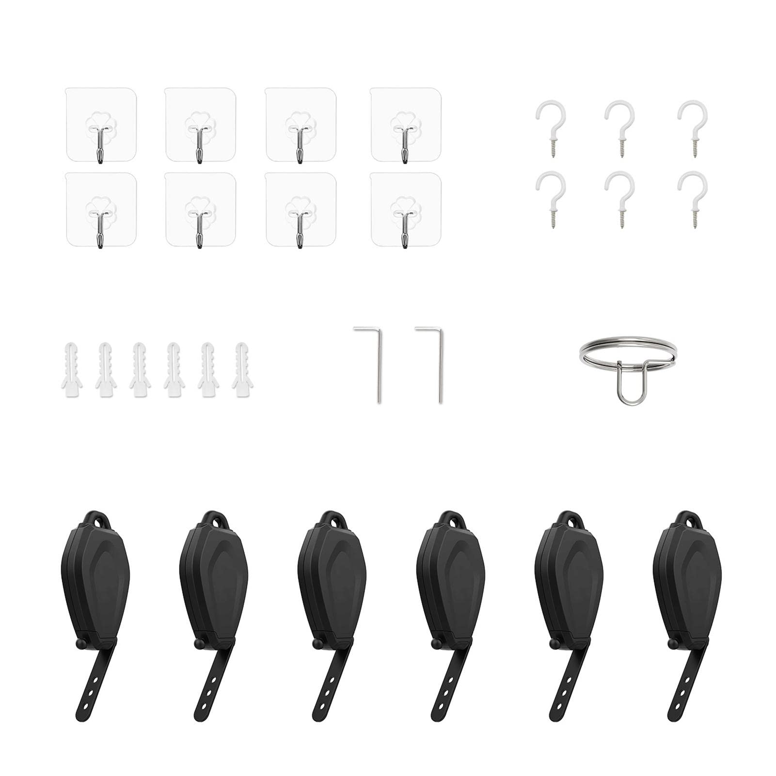 Gestion des Câbles VR, Lot de 6 Systèmes de Poulies de Plafond Rétractables avec Crochets et Vis pour Quest 2, Rift, Rift S, Valve Index,Vive, Câble de Liaison PSVR (Crochet de