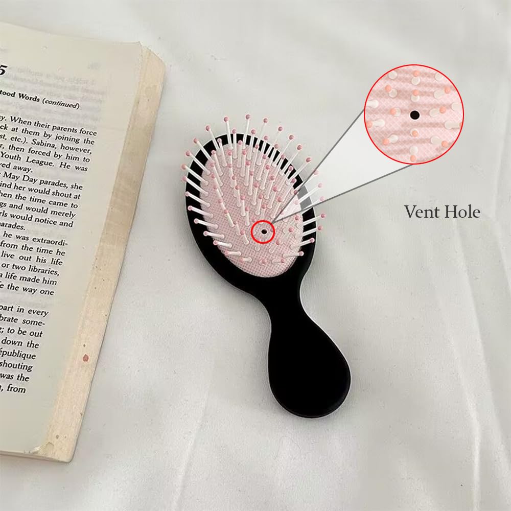 Mini Travel Detangler Brush Anti-Static Hair Brush Small Oval Wet Brush Wet And Dry Hair Tangled Hair Brush for Most Hair Types Glide Through Tangles with Ease (Black) - Image 4