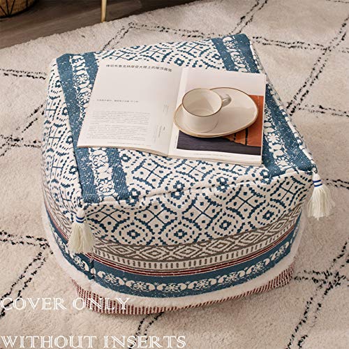 image for blue page Boho Tufted Decorative Unstuffed Pouf - Farmhouse Casual Ott