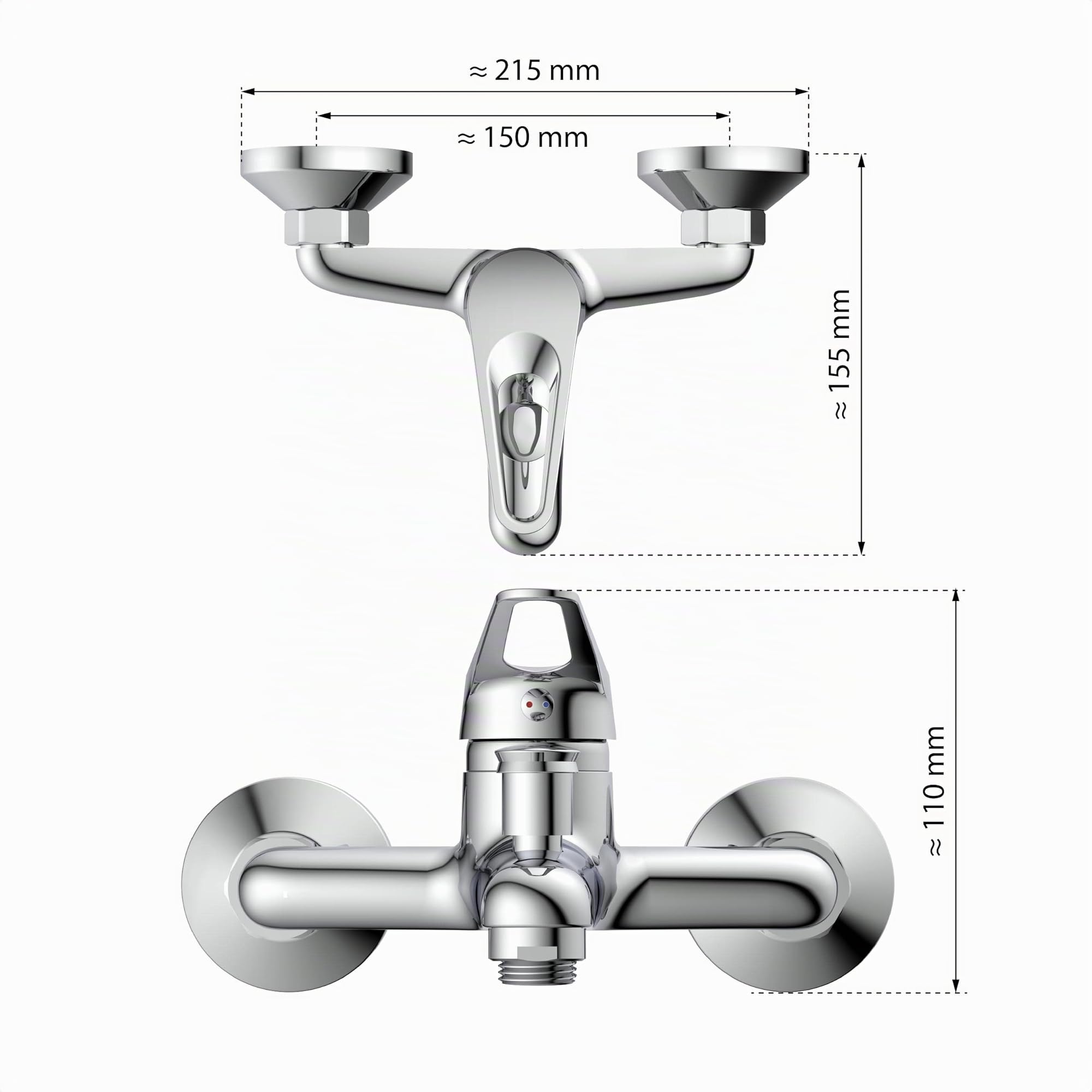 EISL NI023SCR Speed Mitigeur de baignoire, Mitigeur de bain pour la baignoire, Mitigeur monocommandé pour le bain, chrome