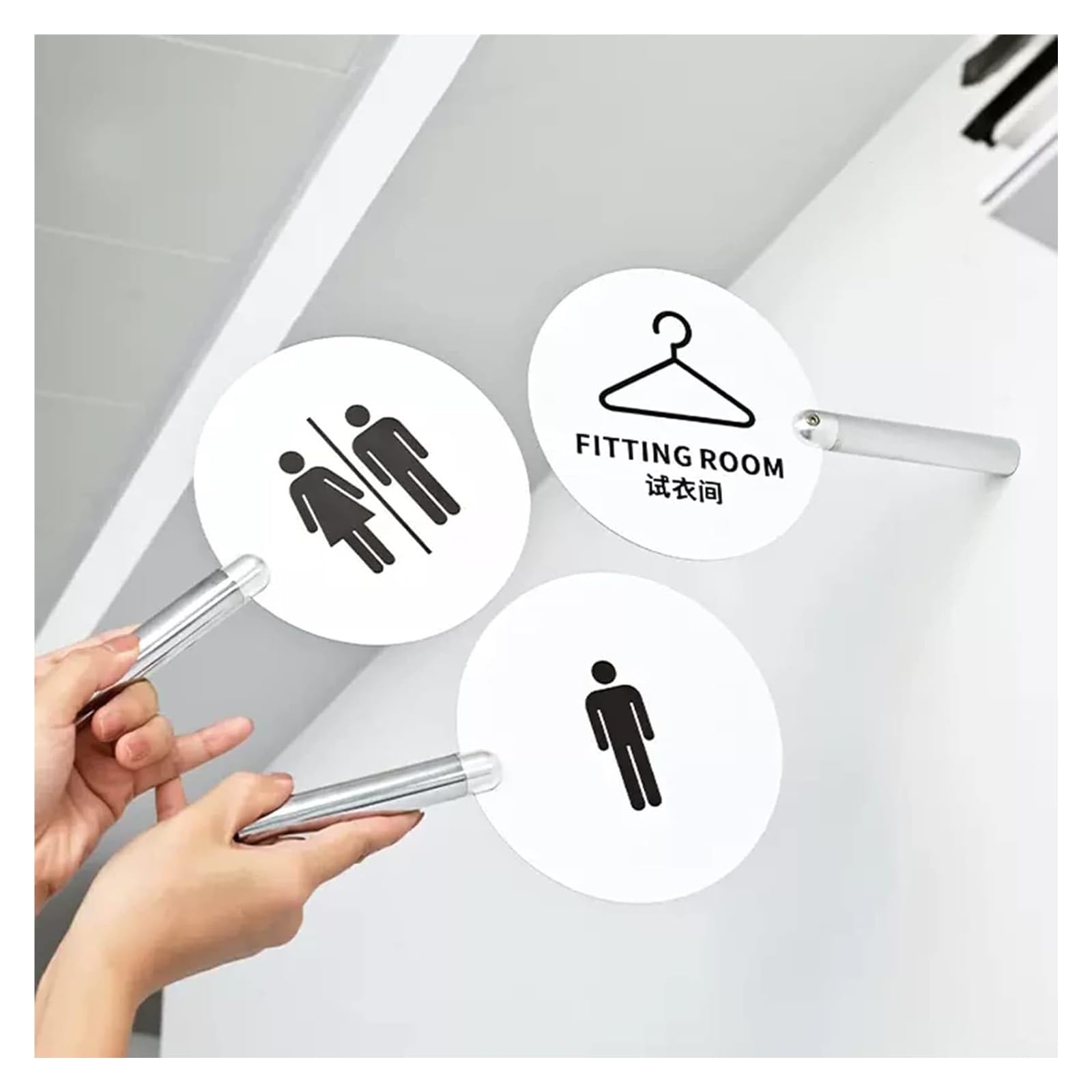 Carteles para aseos, Letreros de baño redondos doble cara 6 pulgadas | C