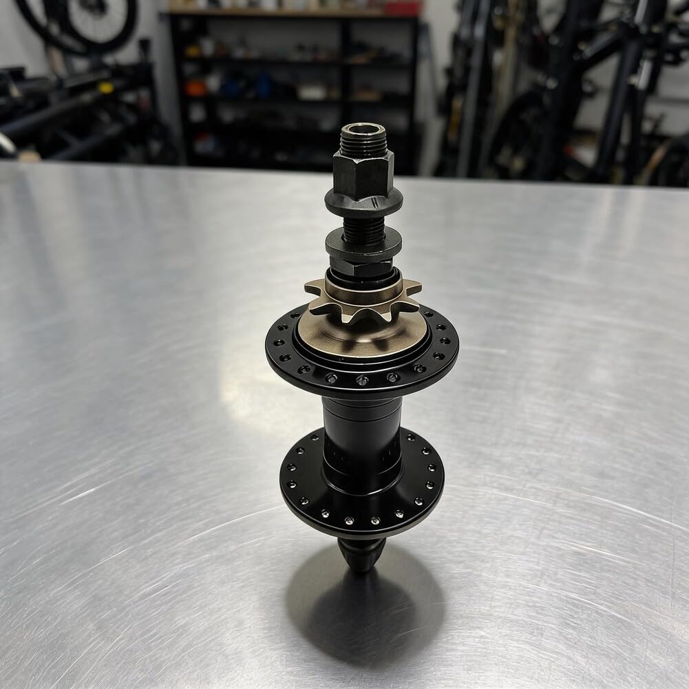 Honseadek Fahrrad-Hinterradnabe, 50,8 cm, Legierung, abgedichtete Lagernabe, 110 mm, Freestyle-Street-Park-Nabe, lauter Ratschenklang, schwarz, 36H Single Speed, 17 mm Achse