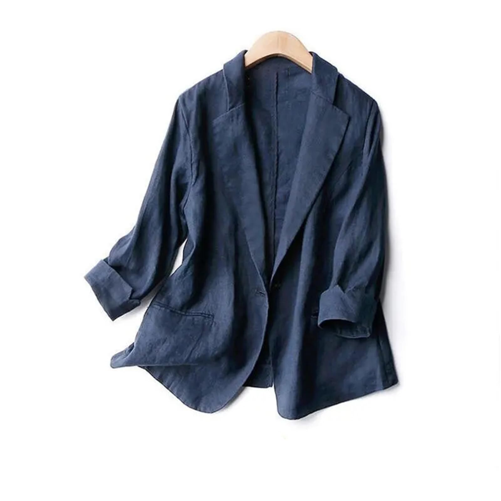 Blazer De Mujer, Chaqueta De Algodón Y Lino, Manga Tres Cuartos, Primavera Fina, Verano, Otoño, Blazers Elegantes Informales