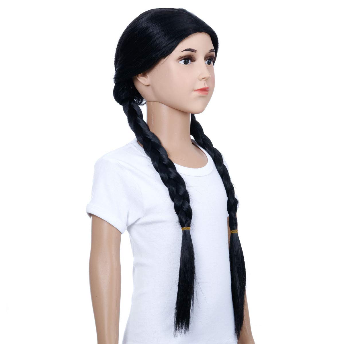 Morticia Long Straight Middle Parting Girls and Kids Halloween Costume Pretend Play Wig (Black) : Clothing, Shoes & Jewelry