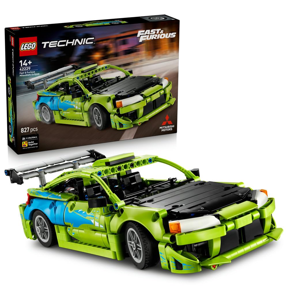 LEGO Technic Samochód Fast and Furious Mitsubishi Eclipse 42229 | Model filmowego auta, klocki konstrukcyjne, prezent dla fana motoryzacji 14+, zestaw dla nastolatków, 827 elementów