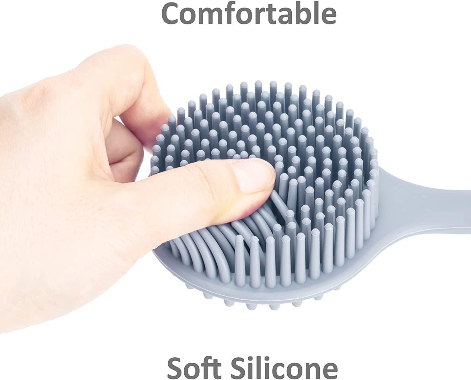 draval Soft Silicone Shower Brush for Back, Hair, Body and Face - Detachable Handle Back Scrubber (multicolor) 4