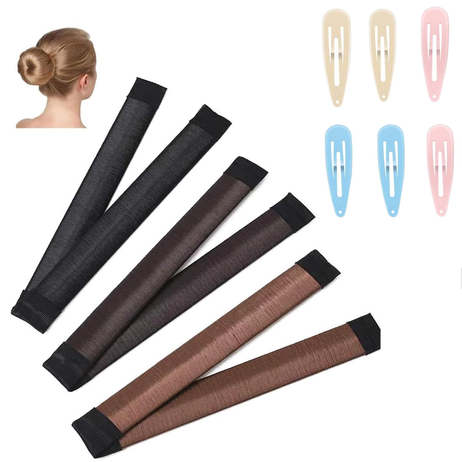 STAYOUNG 3 Pack Hair Bun Maker - Easy Bun Maker for Long Hair Professional Tool for Easy Ballet and Kids Ballerina Buns(Black, Dark brown, Light brown)