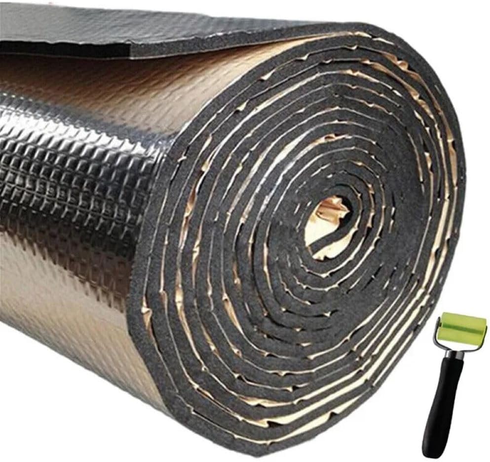 Thermal Sound Deadening (6MM 200MIL) Automotive Heat Shield Reflective Insulation Mat Vehicle Car Truck SUV RV Engine Bay Firewall Noise Reduce Heavy Duty Adhesive Roller DIY Kit (24 inch x 10 ft)