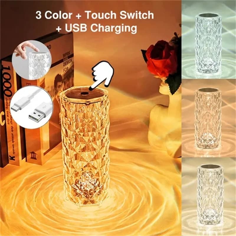 LEDクリスタルプロジェクター, ロマンチックな雰囲気,USB,寝室照明 Amazon.co.jp: LED クリスタル テーブルランプ ローズ ライト