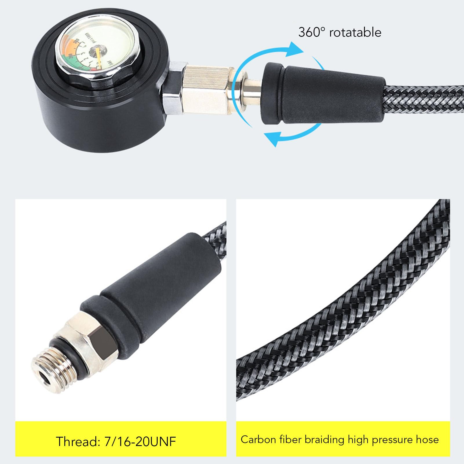 RiToEasysports Regolatore di Immersione, Set di Regolatore con Lega di Alluminio, 2 Calibri, 2 Tubi per Respirazione Subacquea, per Diving, Snorkeling, e Acquapazza