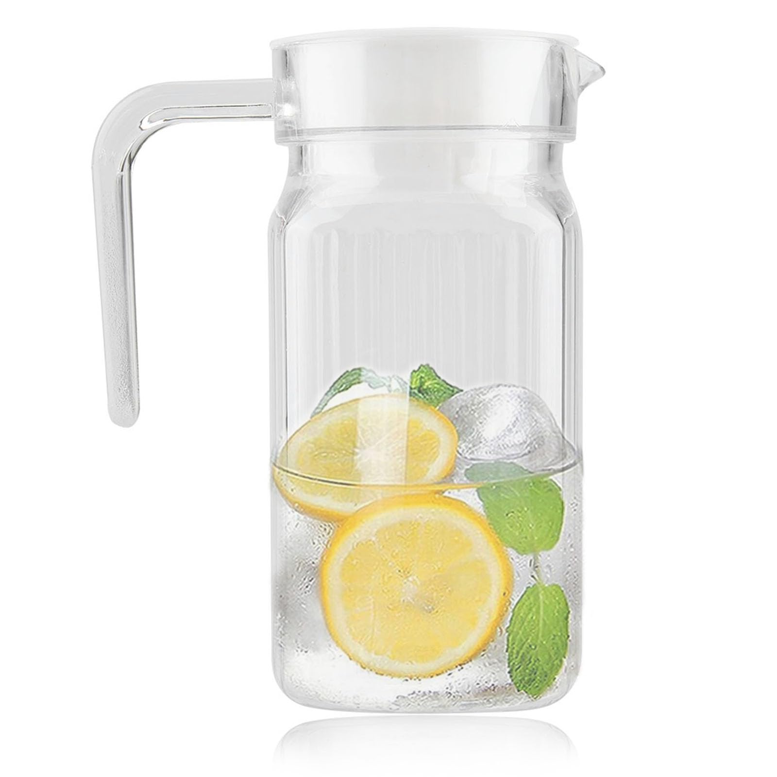 Yctze Juice Jugs Plastic Acrylic Bottle Juice Jugs with Lid Acrylic Juice Bottle Jug with Lid Transparent Acrylic Small Pitcher White Striped Water Ice Cold Juice Bottle for Home Bar Fridge 800ML
