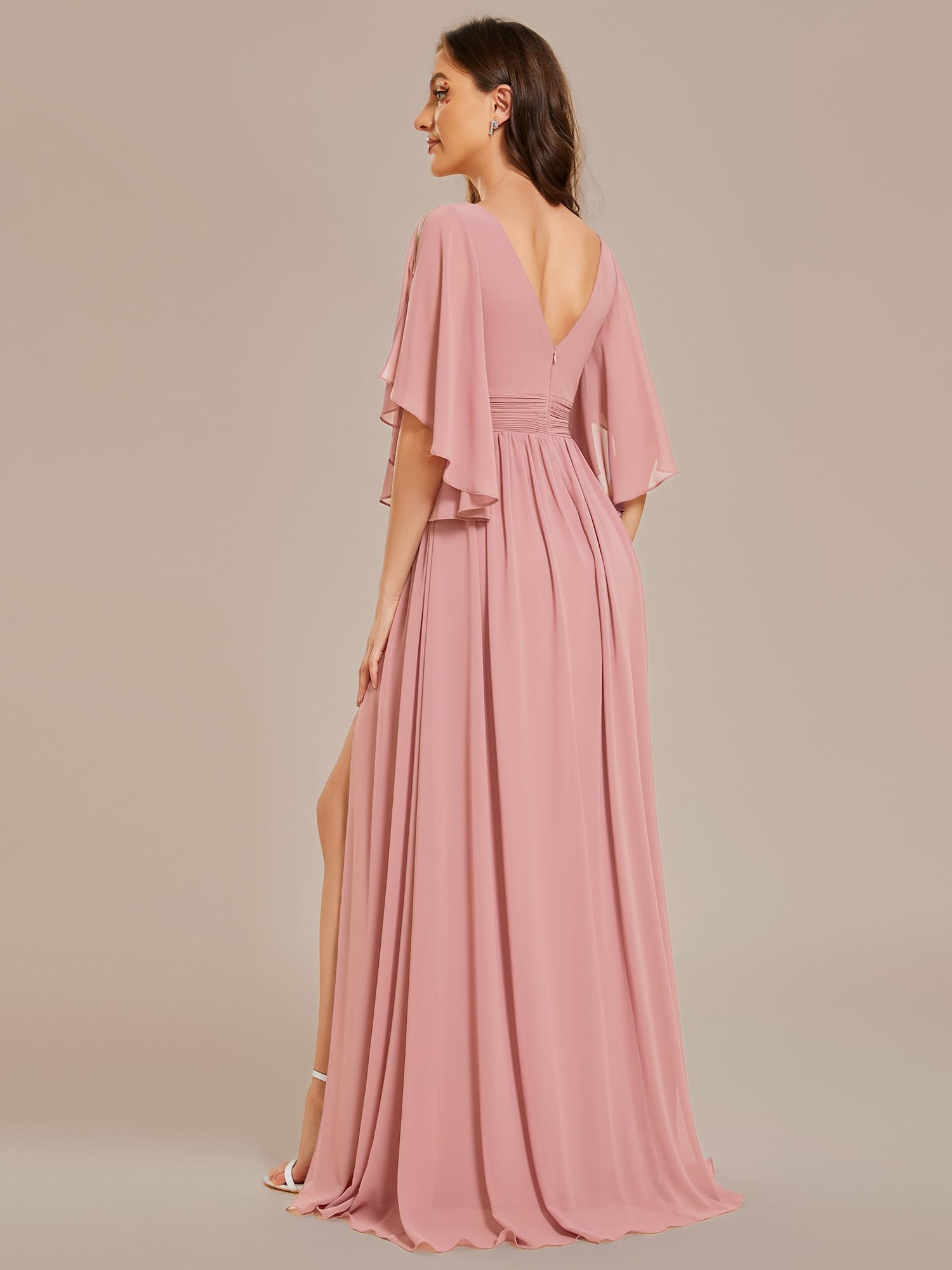 Ever-Pretty Robe de Demoiselle d'honneur Élégante Satin À Col en V Midi ES01886