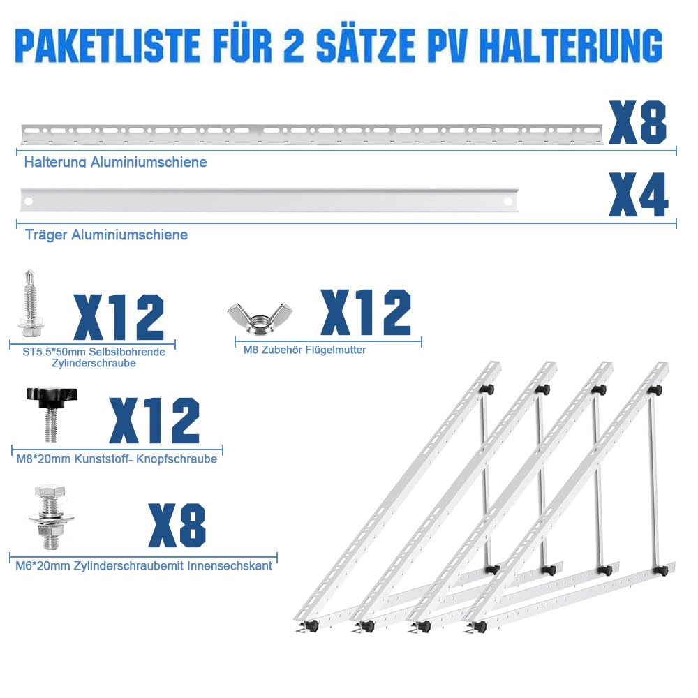 Home Trends® Supporto Fotovoltaico Per Centrali Da Balcone, Pannello - Foto 5