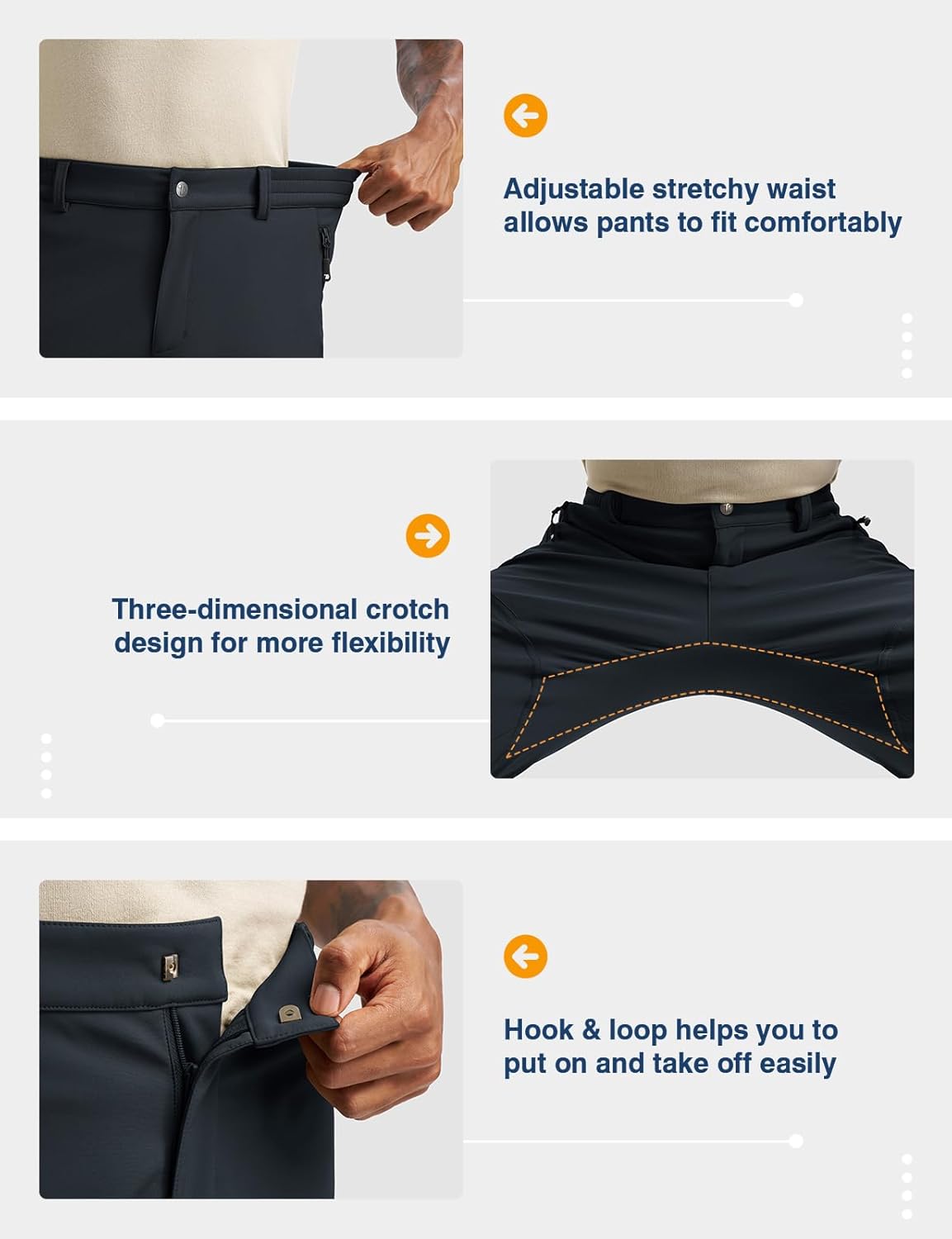 TBMPOY Men's Snow Ski Hiking Pants Fleece Lined Waterproof Winter Pant Softshell Camping Travel Ice Fishing Hunting Pant - Image 7