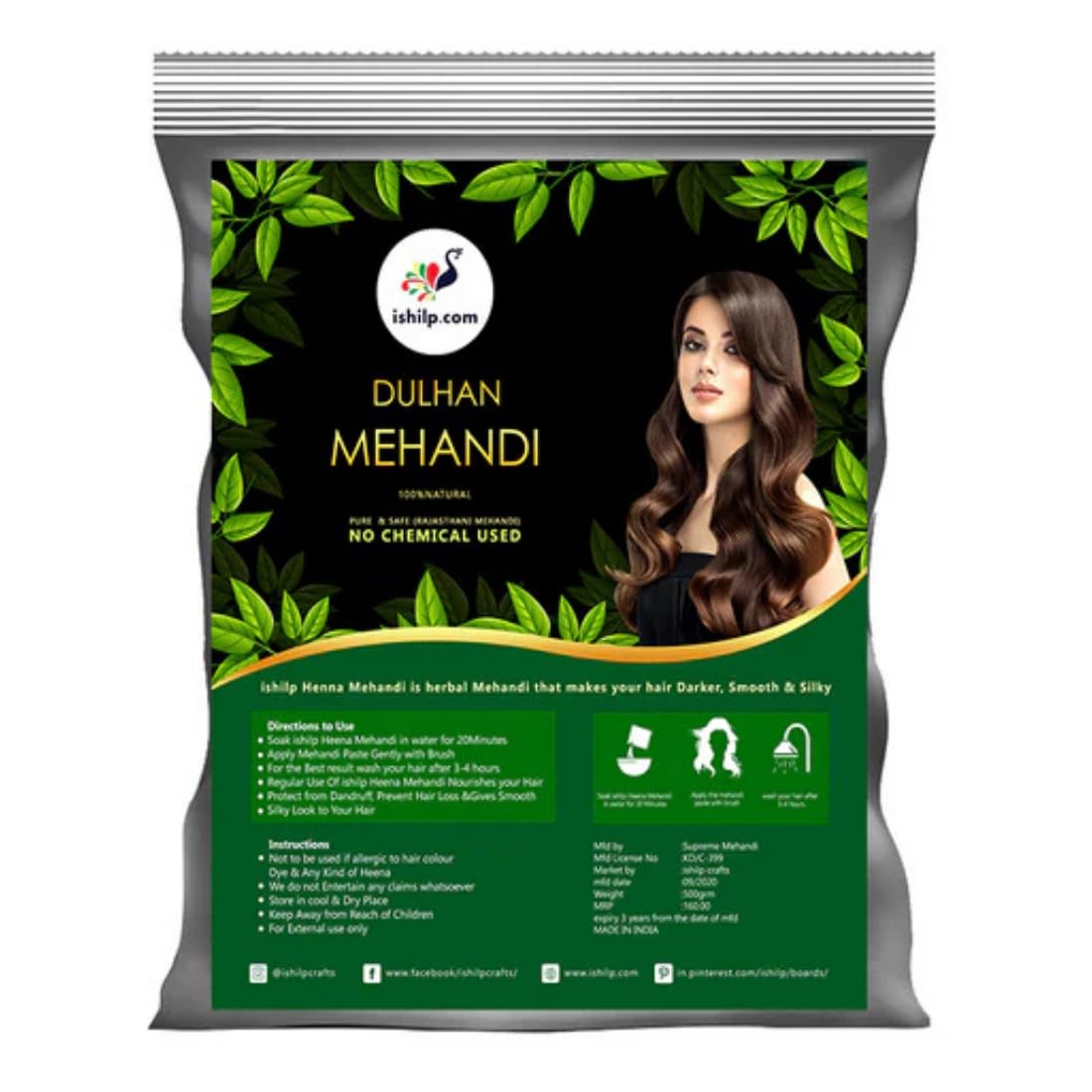 iShilps Dulhan Mehandi Powder for Hair and Hands 200gm | Natural Henna Powder For Hair (Pack of 2 200gm x 2)-picture-40