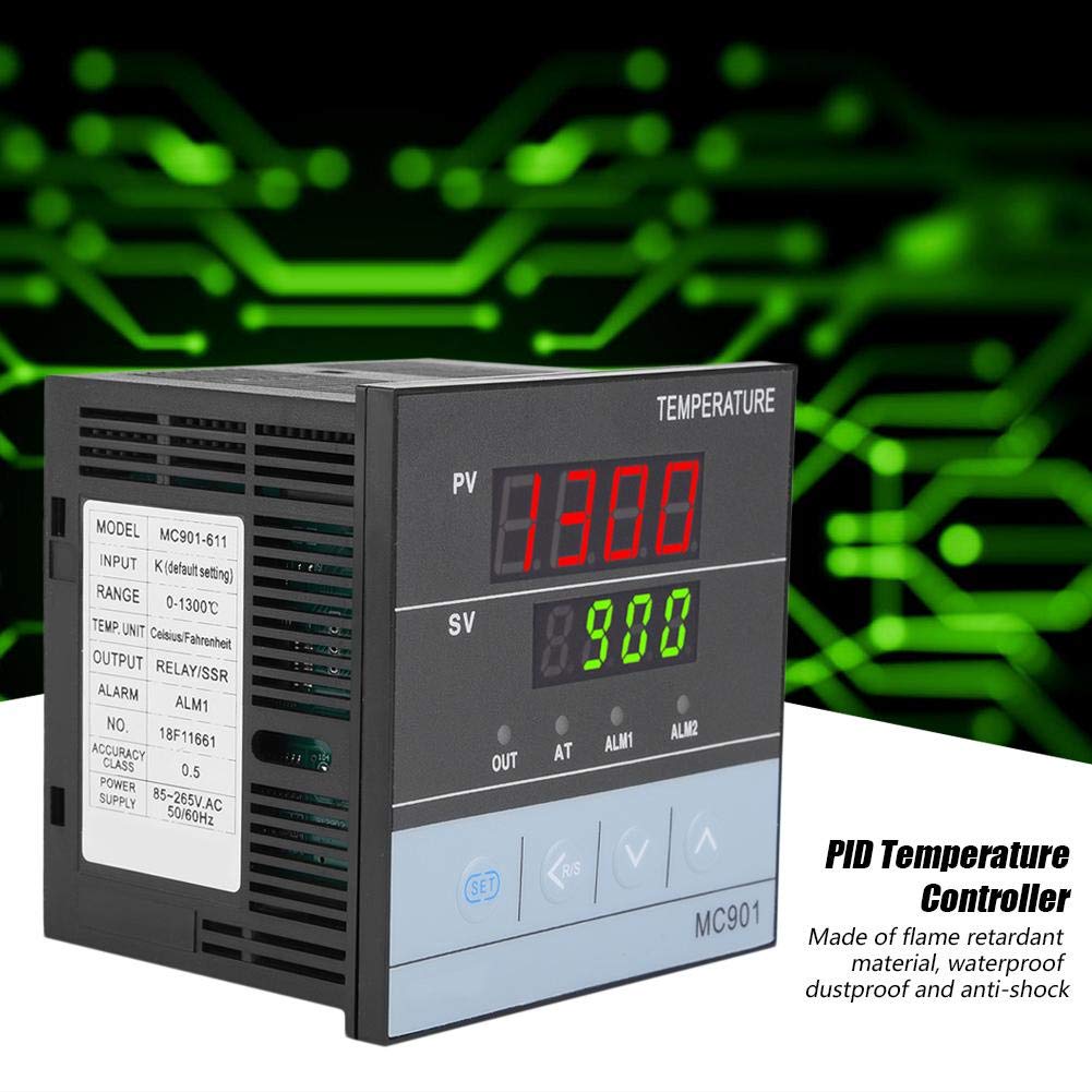 Controlador de Temperatura PID Digital MC901 -199℃ ~ 1300℃, Regulador de temperatura Tipo K Sensor PT100 Entrada Universal Relé / Salida SSR