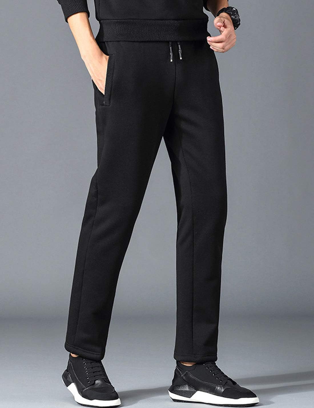 Yeokou Mens Winter Warm Sherpa Lined Active Thermal Jogger Fleece Sweatpants Pant - Image 2