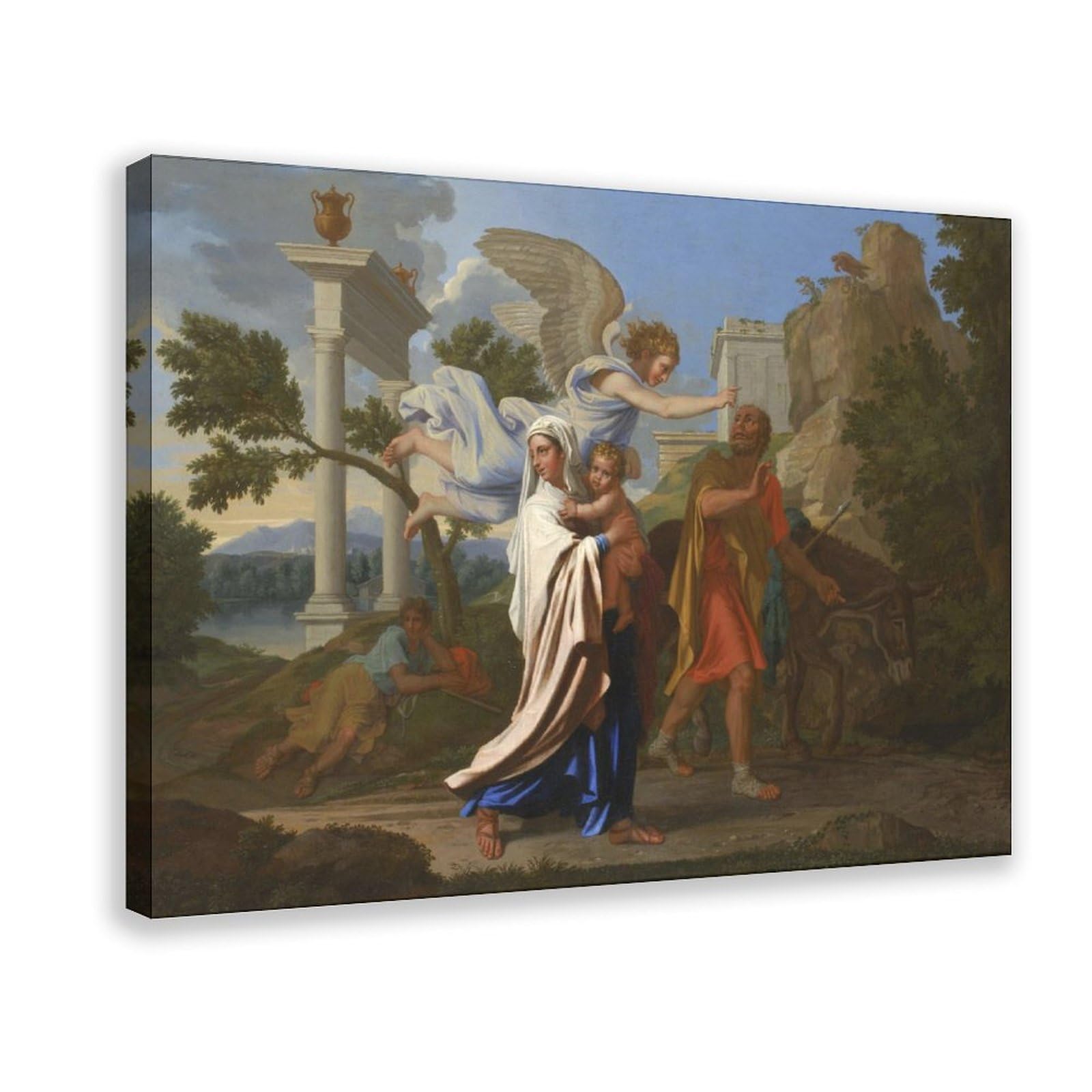 DFJyjFGJJ The Flight Into Egypt by Nicolas Poussin Vintage Poster Baroque Classical Art Canvas Poster Bedroom Sports Landscape Office Room Decor Gift 20" L X 30" W