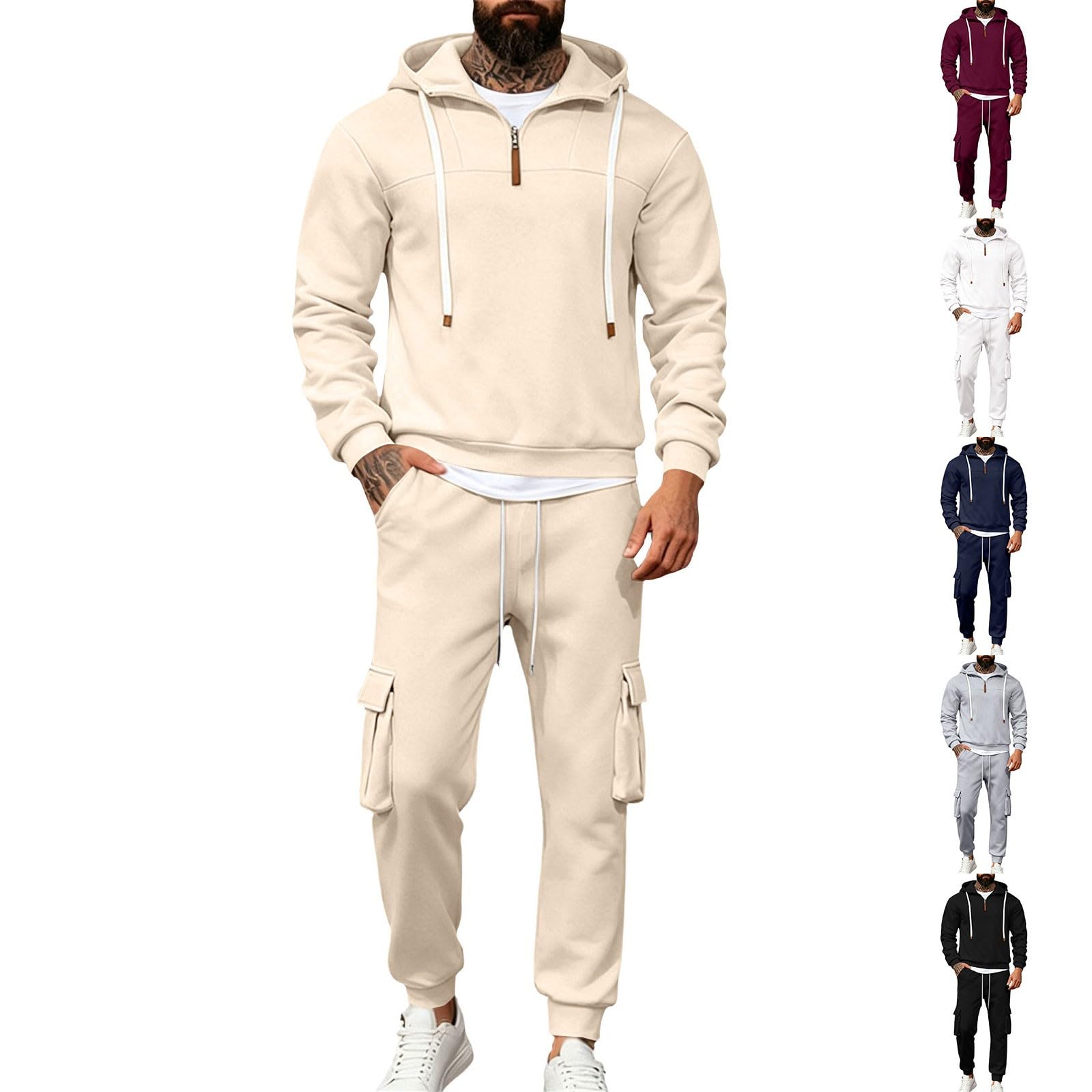 Conjunto completo de 2 piezas con capucha y cremallera para hombre