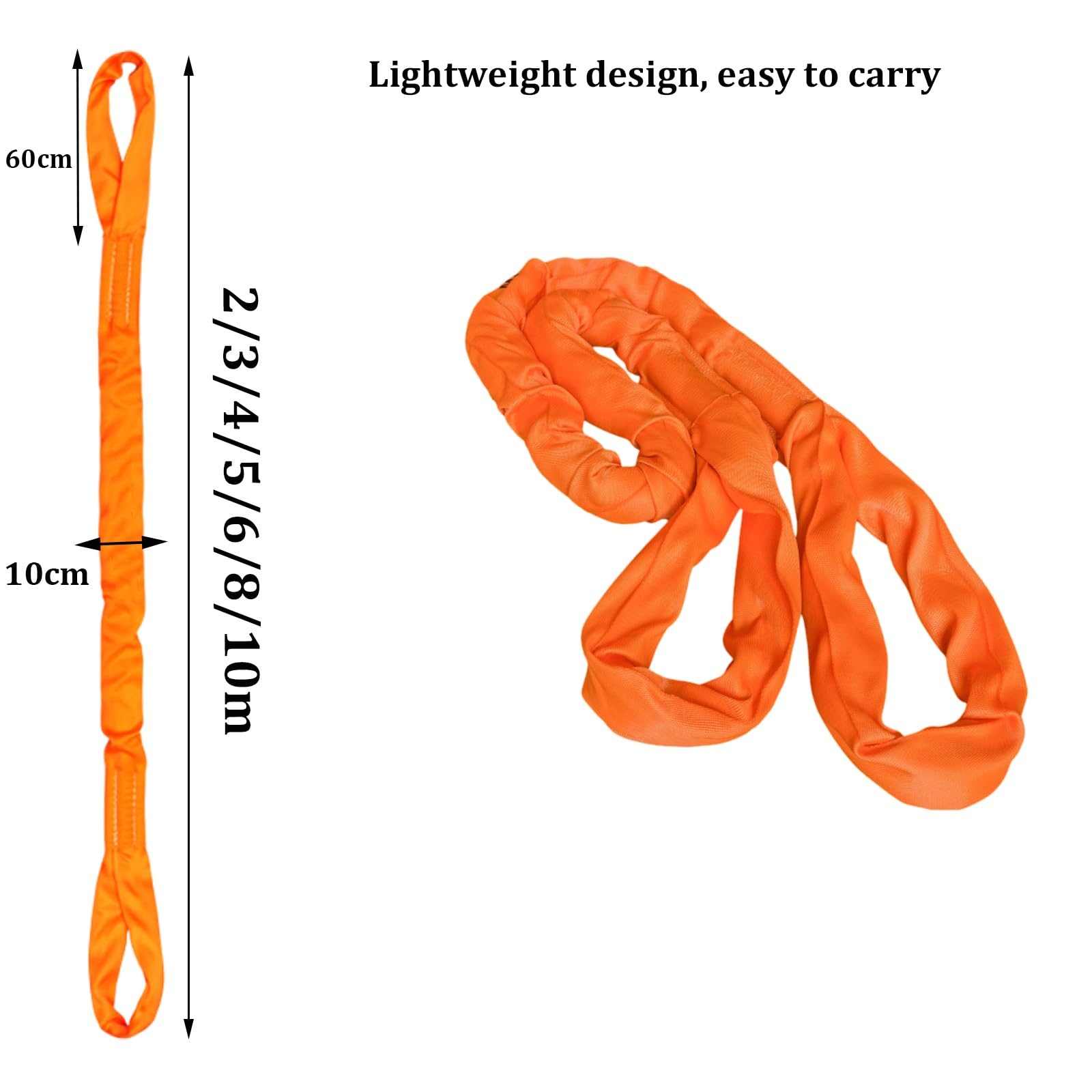Rundschlinge, Hebebänder zum Heben Schwerer Lasten, 8 Tonnen Tragfähigkeit, Polyester-Rundschlinge, hochfeste Polyester-Hebebänder für sicheres Heben und Schleppen(6m)
