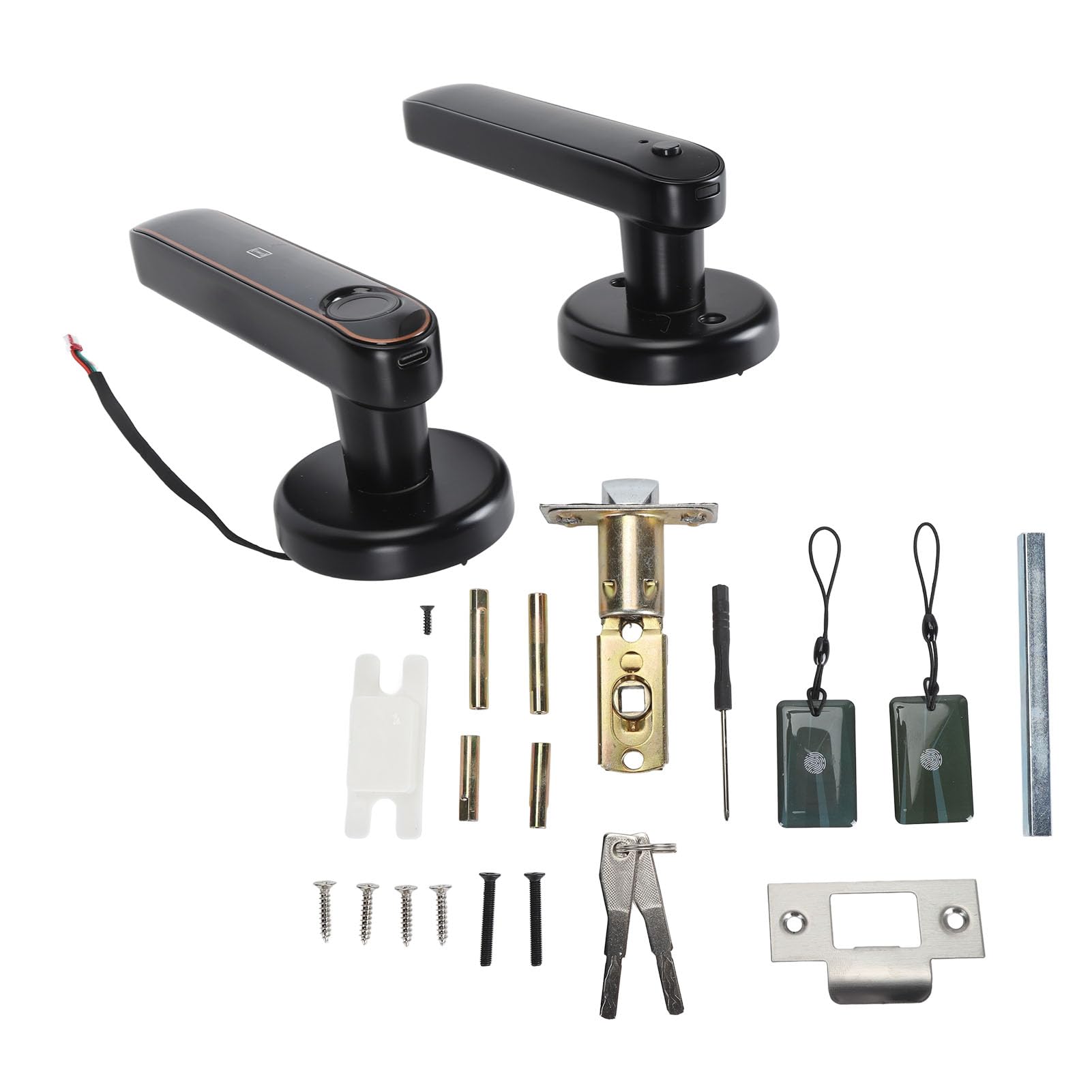 Natudeco Fingerprint Door Lock 5 in 1 Smart IC Cards Password Backup Keys Door Knob Keyless Entry with Keypad for Hotel Office Apartment