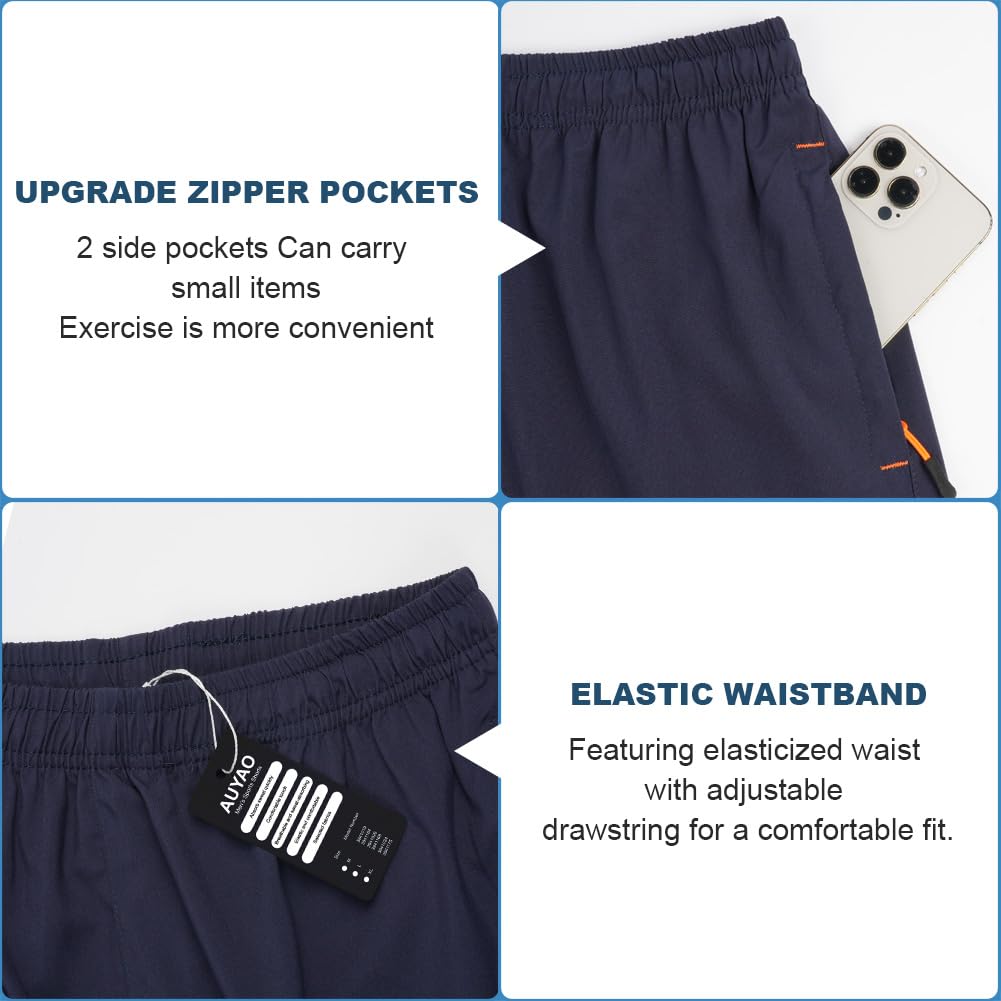 AUYAO Sporthose Kurz Herren, Trainingshose Herren Kurz, Herren Sport Shorts, Gymshort Leichte Schnell Trocknend Laufshort Kurze Hosen mit Reißverschlusstasche, Tennis Short Sportbekleidung