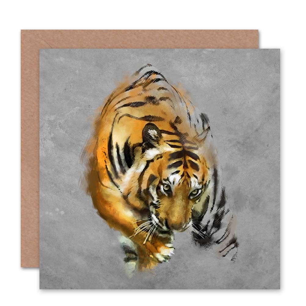 Wee Blue Coo PAINTING TIGER CAT ANIMAL WILD WATERCOLOUR BLANK GREETINGS BIRTHDAY CARD