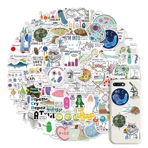 100 Stück Biologie Labor Aufkleber, Vinyl Cartoon Student Wissenschaftlich Aufkleber, Biochemie Geeignet für Laptop,Auto, Gepäck, Skateboard, Motorrad
