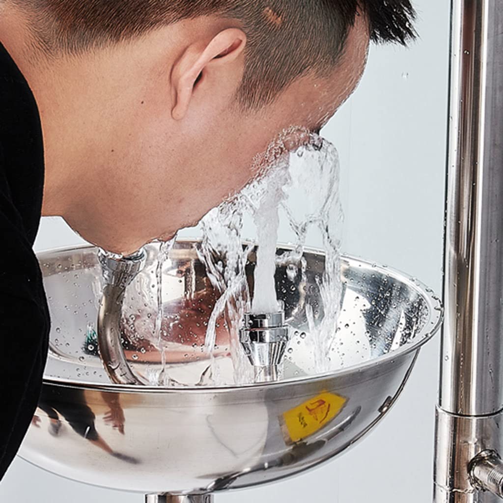 Estación lavaojos, estación lavaojos de Emergencia combinada con caudal de Agua de 12 l/min, Sistema de Ducha de Acero Inoxidable para Limpieza con Boquilla y Cubierta Antipolvo.