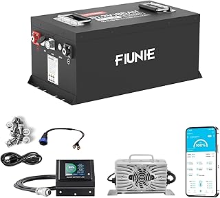 Kit de carrito de golf con batería de litio de 48 V, cargador de 18 A, batería Lifepo4 de 48 V 105 Ah con monitor LCD, BMS inteligente integrado de 200 A, salida de potencia de carga máxima de 10.24