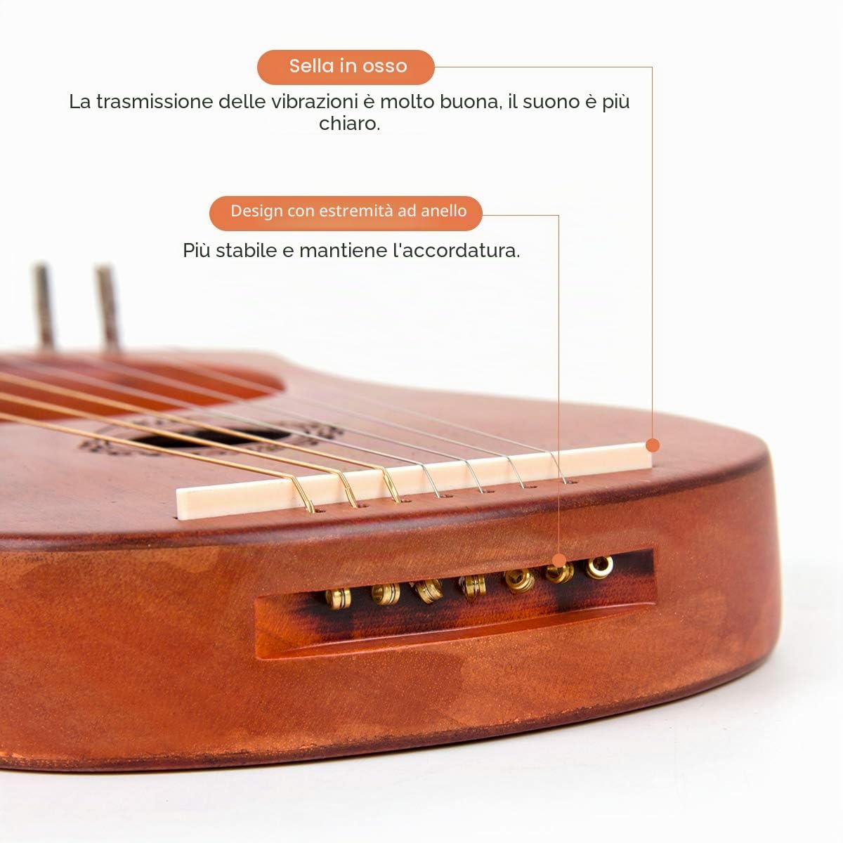 Lyre harp,AKLOT lira arpa 7 corde in metallo in mogano con chiave di accordatura e custodia nera