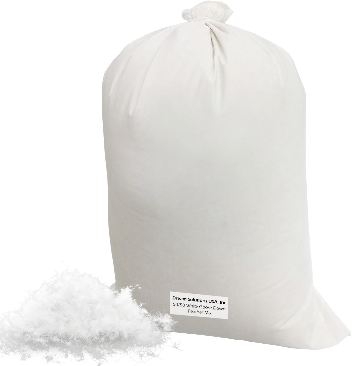 Dream Solutions USA Bulk Goose Down Pillow Feathers - Most Popular Mix 50/50 White (1 LB) - Fill Comforters, Pillows, Jackets and More - Ultra-Plush Hungarian Softness