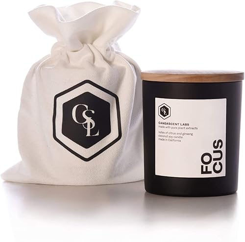 Miniatura 3 de Vela orgánica de cítricos y Gingseng Focus CandaScent Labs propiedades de bienestar en los ingredientes 100% botánicos, lujosa y libre de sintéticos