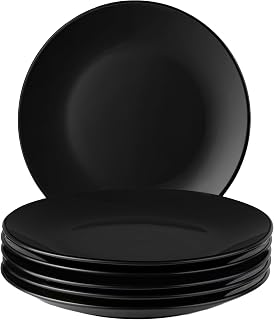 MIAMIO - Teller Set/Speiseteller, Keramik (6x26cm, Schwarz) - Le Papillon