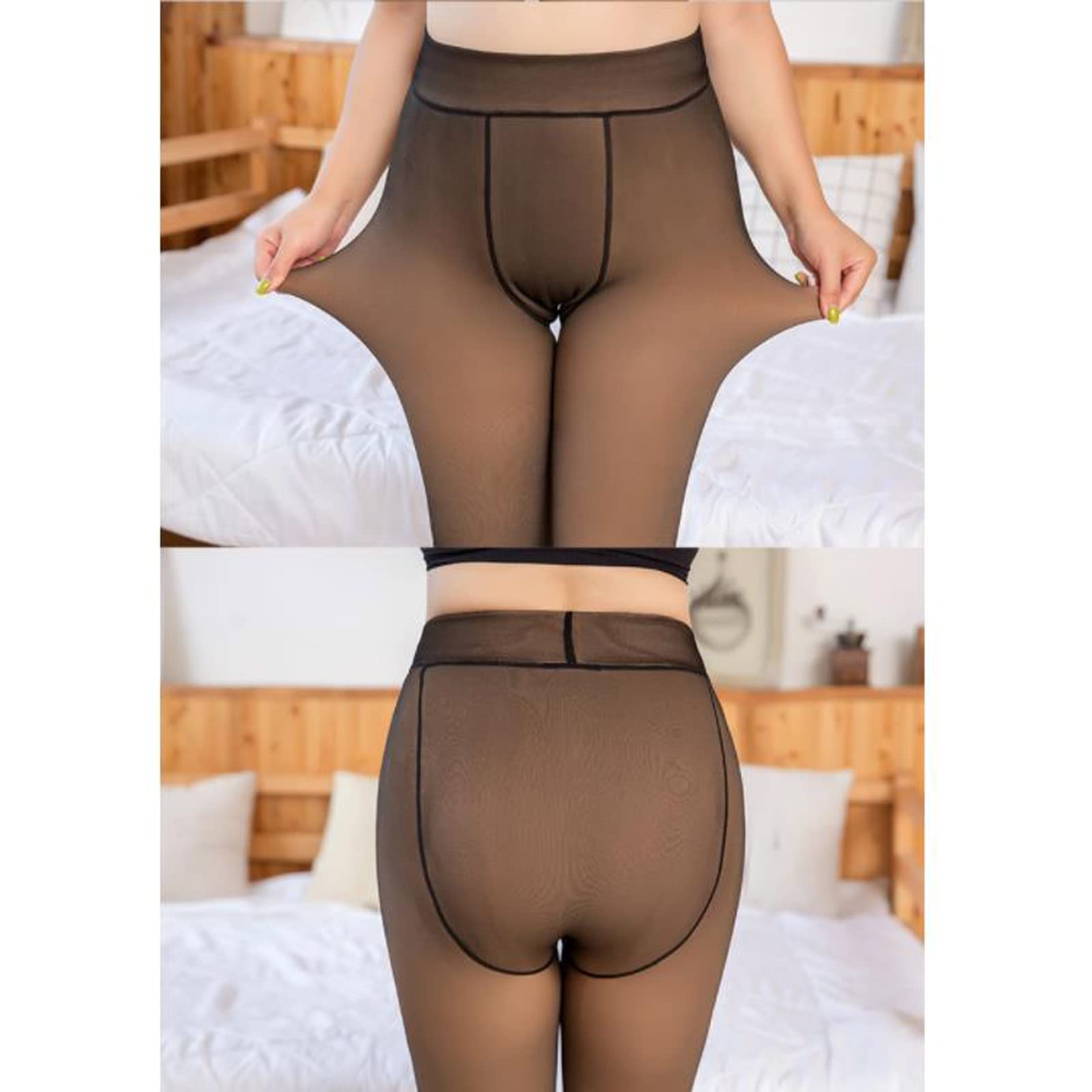 ACiyD Collant da Donna Collant Foderati, Leggings Termici Traslucidi Finti Collant Invernali Caldi e Trasparenti, Calzini con Fondo Calza (Color : Black, Size : 230G-XL) (Coffee Color 320G)